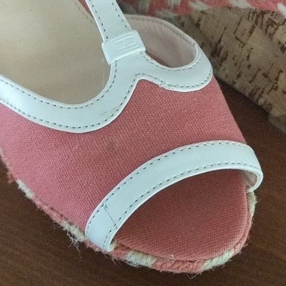 salmon cork wedge sandals - Picture 2 of 2